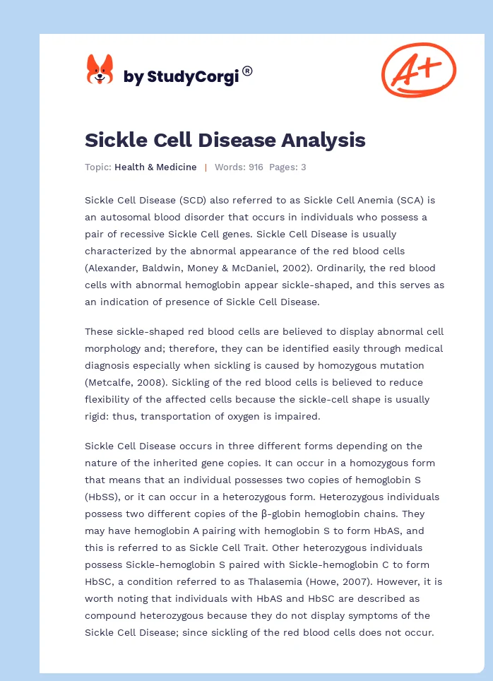 Sickle Cell Disease Analysis. Page 1