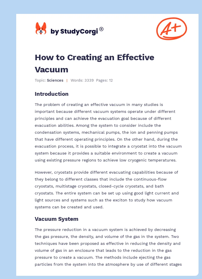 How to Creating an Effective Vacuum. Page 1