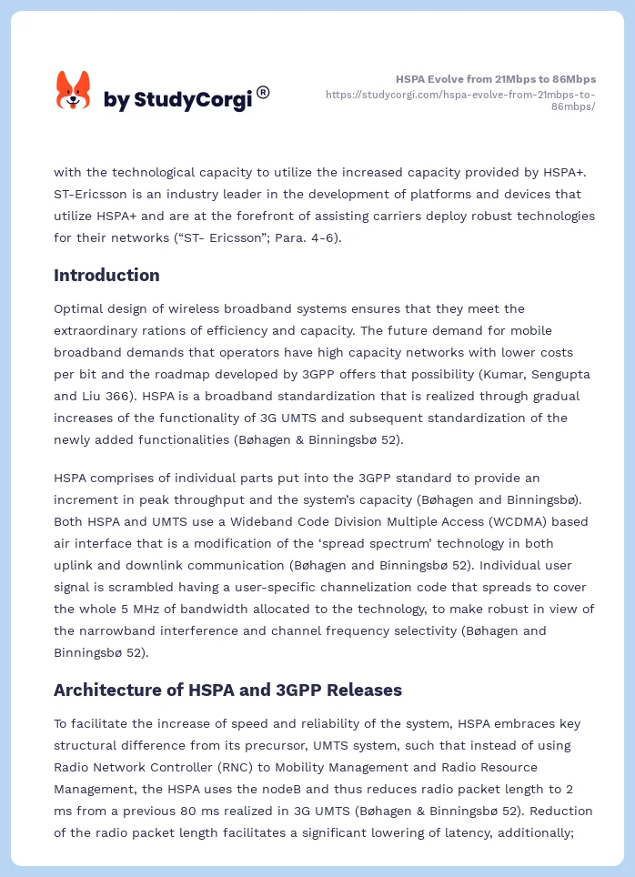 HSPA Evolve from 21Mbps to 86Mbps. Page 2