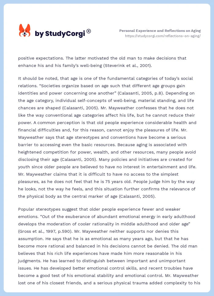 Personal Experience and Reflections on Aging. Page 2