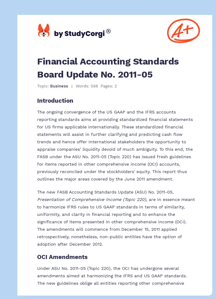 Financial Accounting Standards Board Update No. 2011-05. Page 1