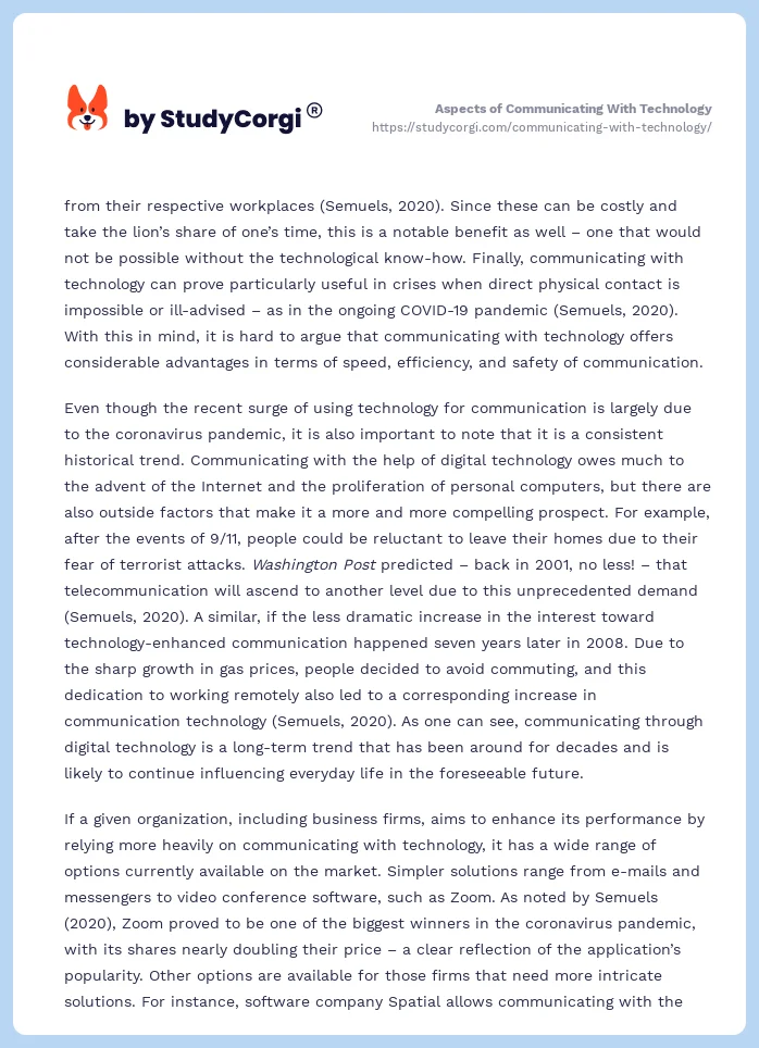 Aspects of Communicating With Technology. Page 2