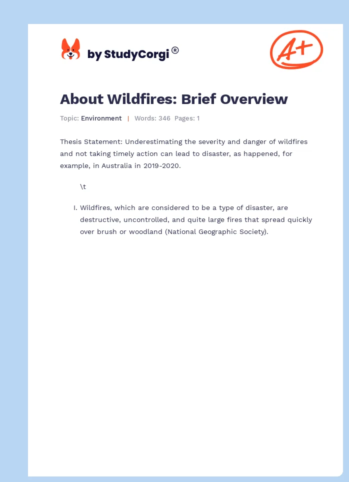 About Wildfires: Brief Overview. Page 1