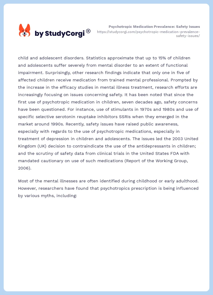 Psychotropic Medication Prevalence: Safety Issues. Page 2