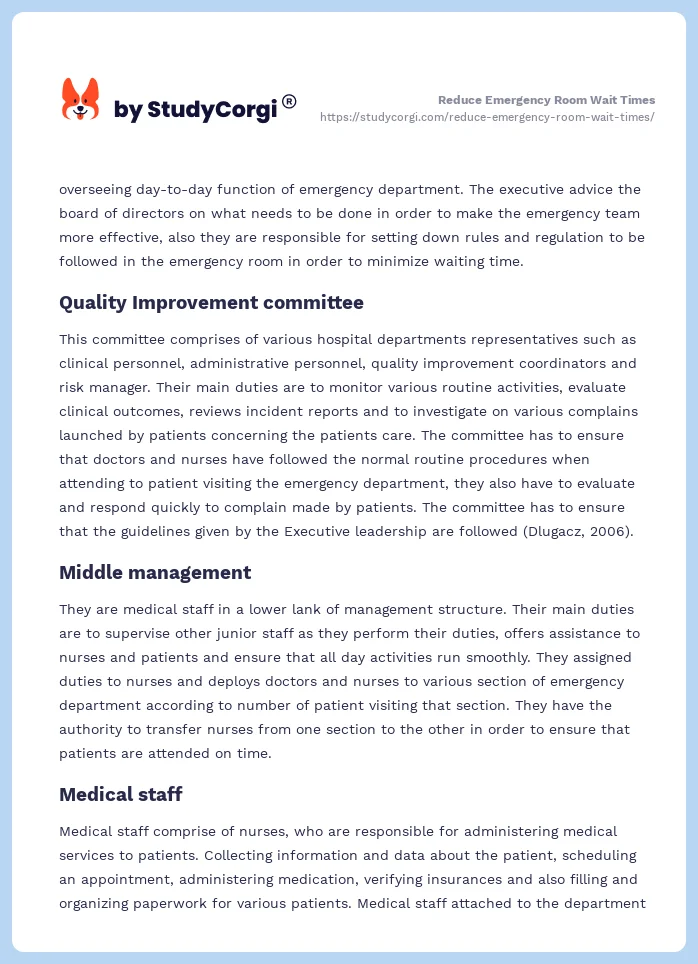 Reduce Emergency Room Wait Times. Page 2