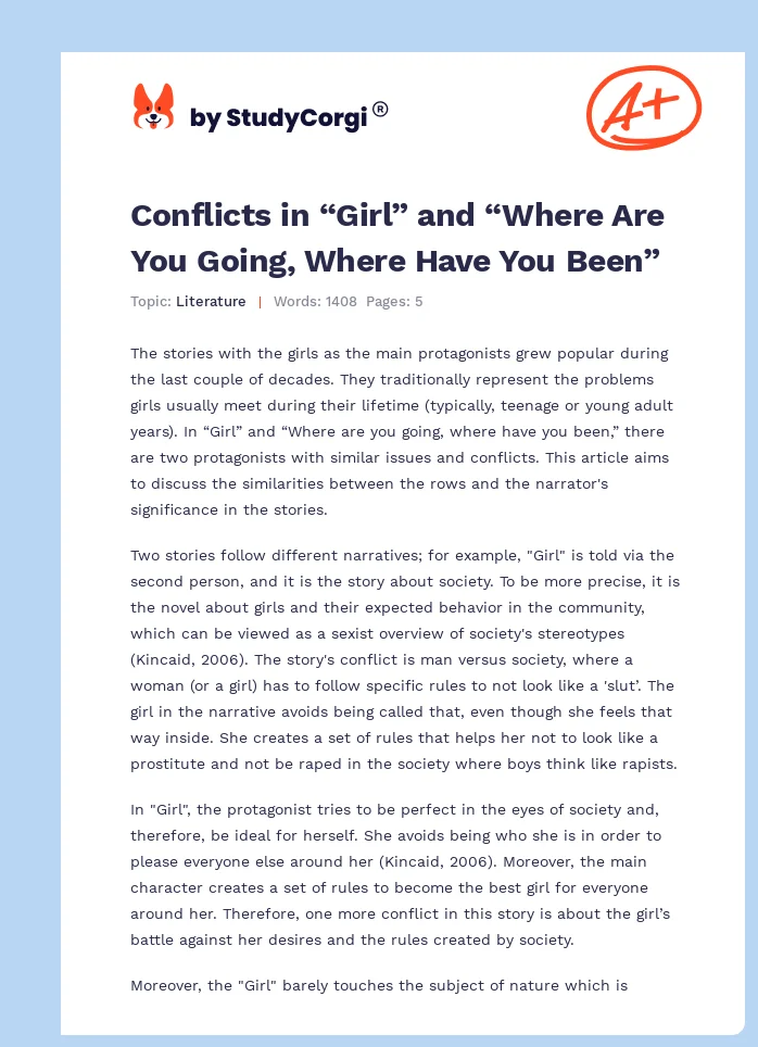 Conflicts in “Girl” and “Where Are You Going, Where Have You Been”. Page 1