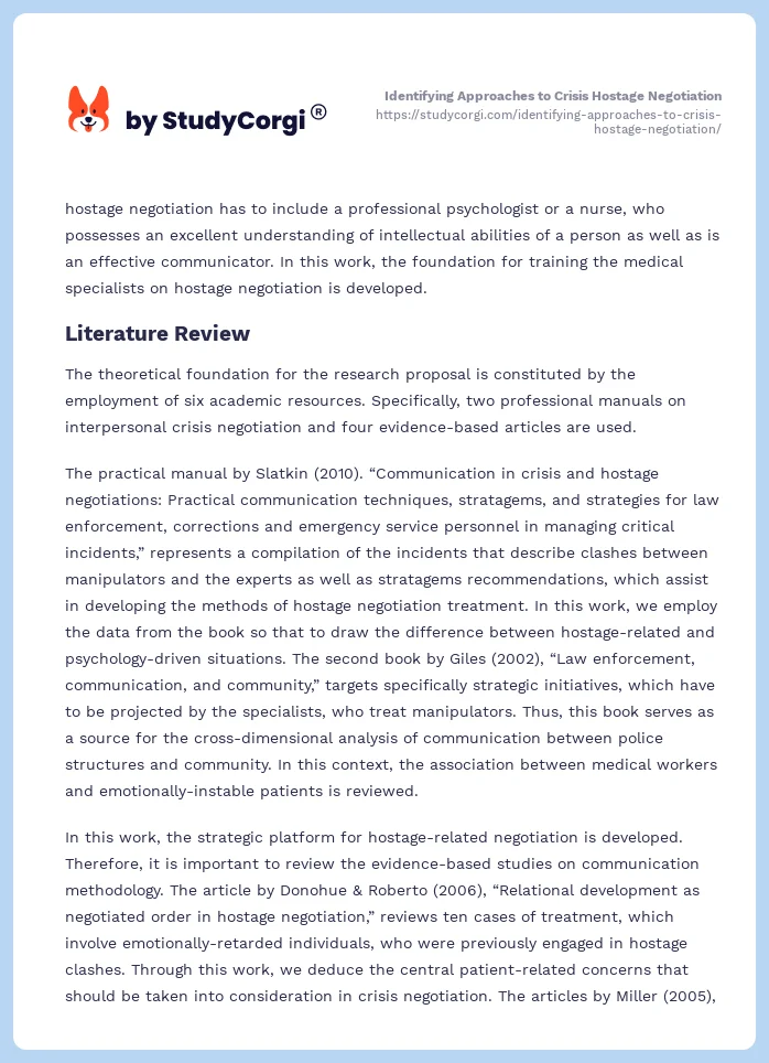 Identifying Approaches to Crisis Hostage Negotiation. Page 2