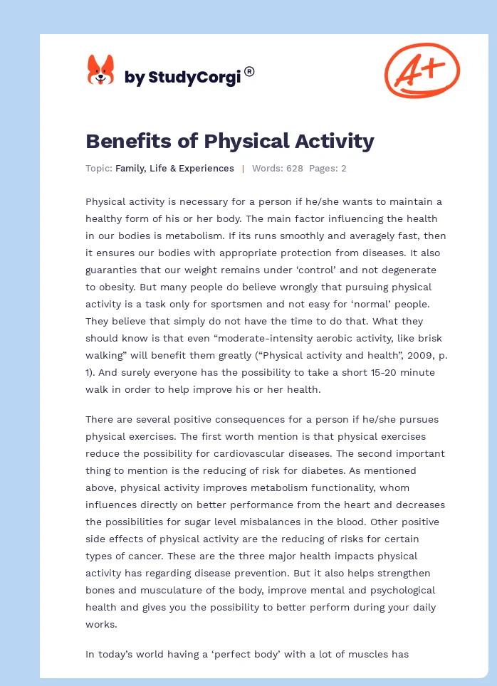 Benefits of Physical Activity. Page 1