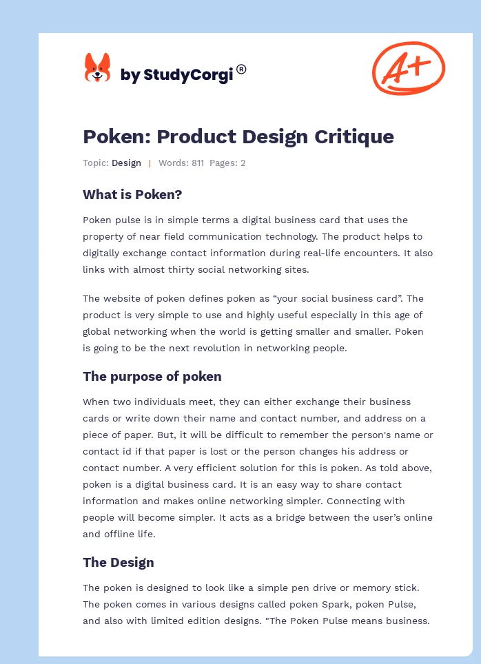 Poken: Product Design Critique. Page 1