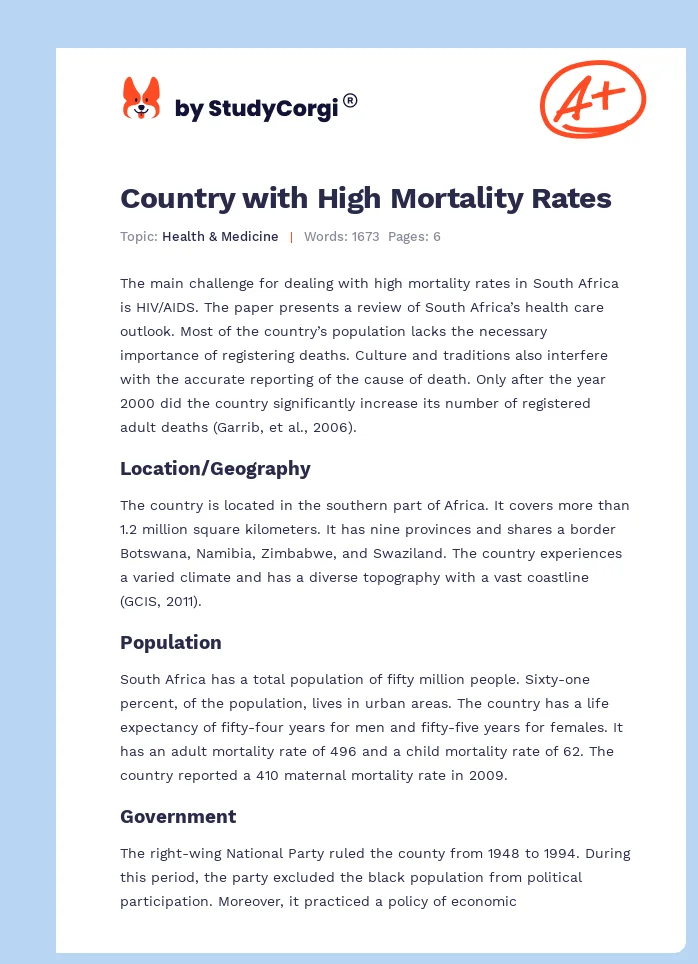 Country with High Mortality Rates. Page 1