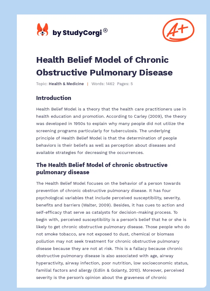 Health Belief Model of Chronic Obstructive Pulmonary Disease. Page 1