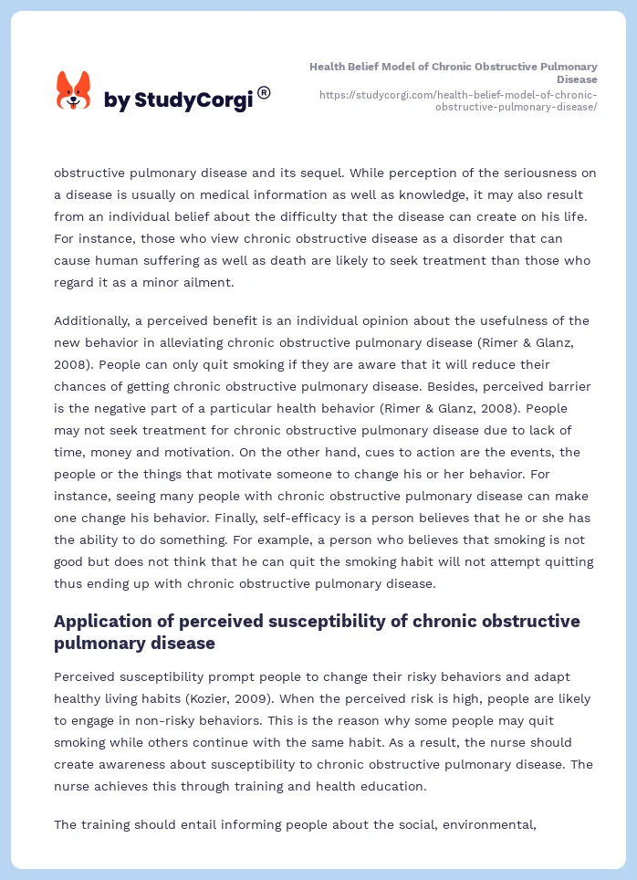 Health Belief Model of Chronic Obstructive Pulmonary Disease. Page 2