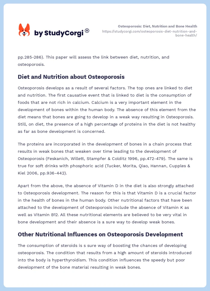 Osteoporosis: Diet, Nutrition and Bone Health. Page 2