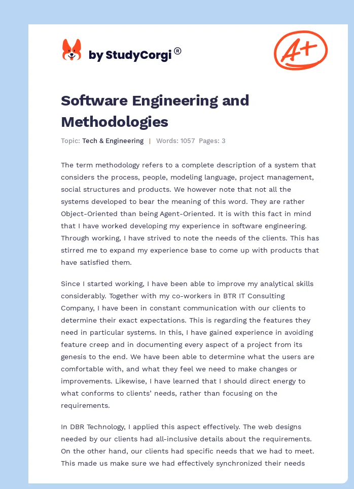 Software Engineering and Methodologies. Page 1