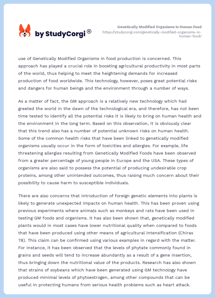 Genetically Modified Organisms in Human Food. Page 2
