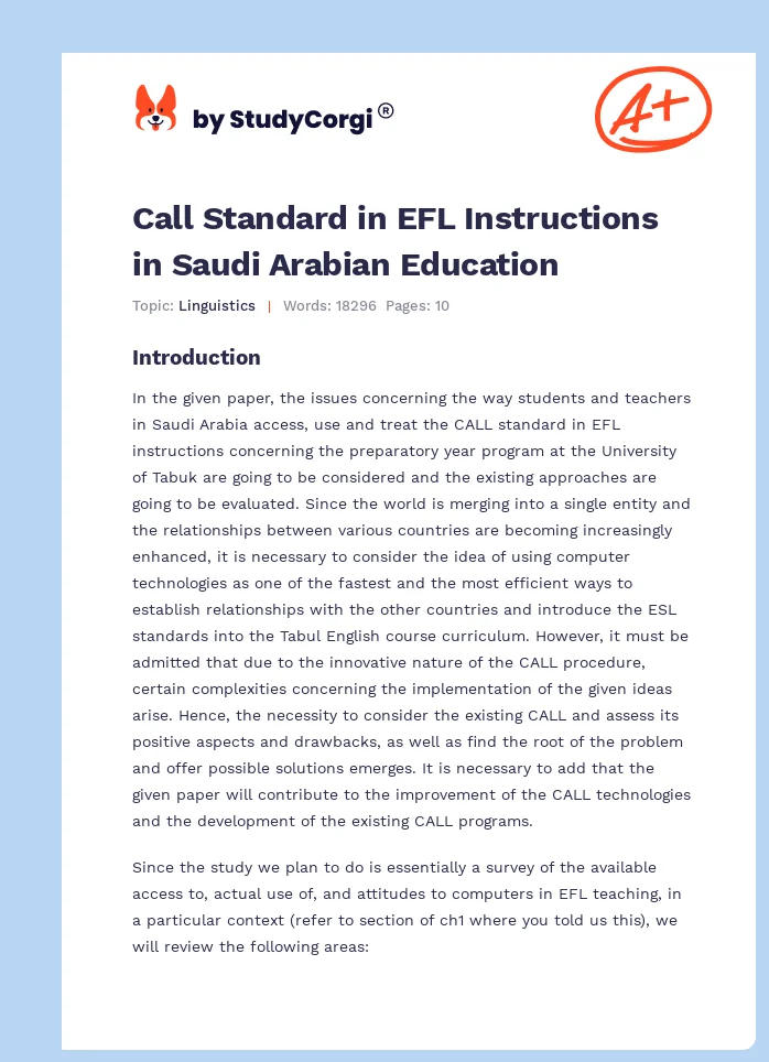 Call Standard in EFL Instructions in Saudi Arabian Education. Page 1