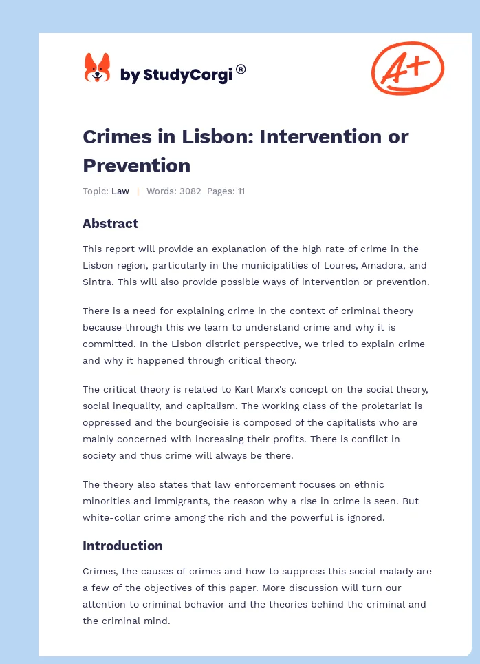 Crimes in Lisbon: Intervention or Prevention. Page 1