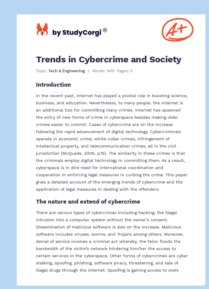 Trends in Cybercrime and Society. Page 1