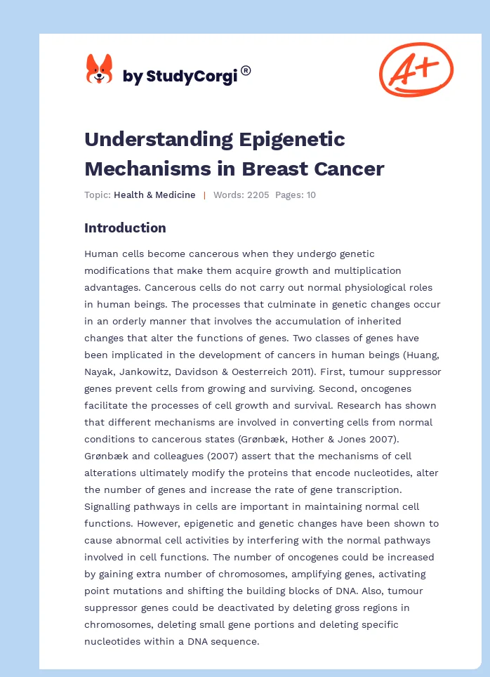 Understanding Epigenetic Mechanisms in Breast Cancer. Page 1