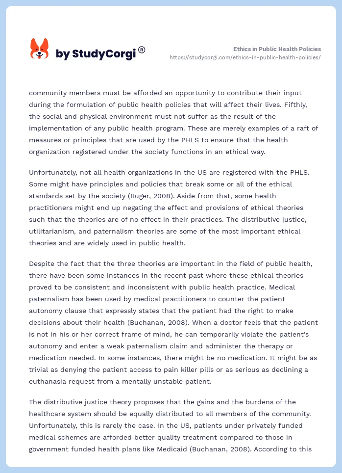 Ethics in Public Health Policies. Page 2