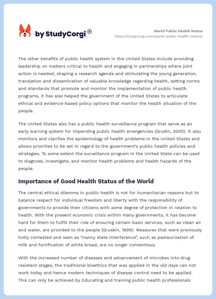 World Public Health Status. Page 2
