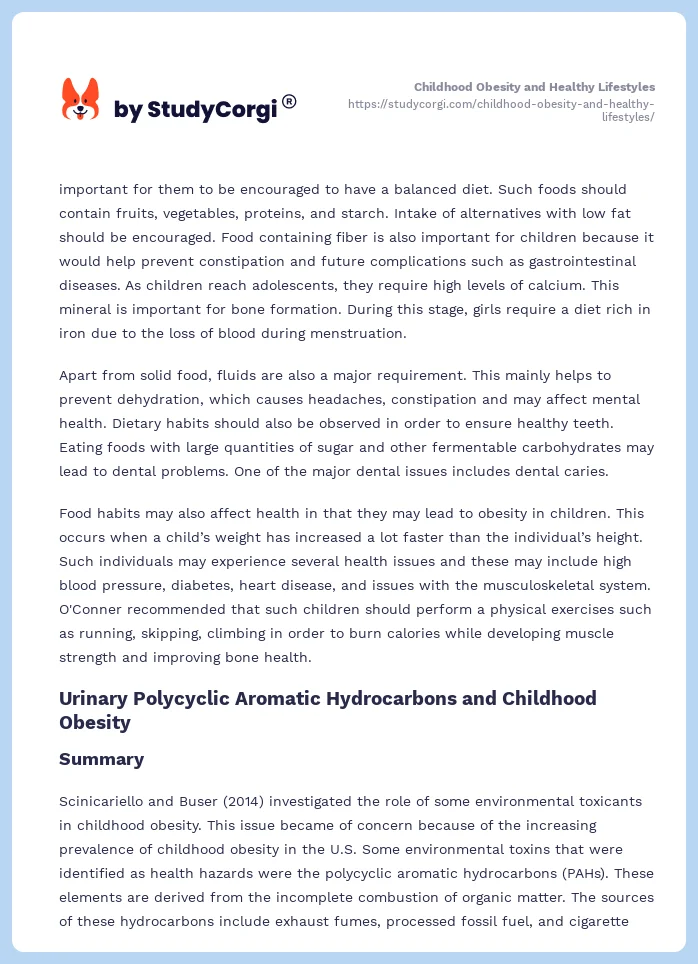 Childhood Obesity and Healthy Lifestyles. Page 2