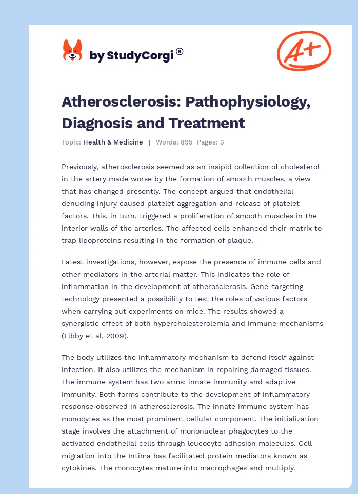 Atherosclerosis: Pathophysiology, Diagnosis and Treatment. Page 1