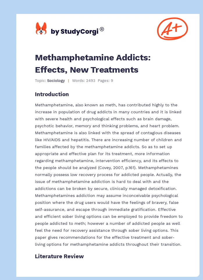 Methamphetamine Addicts: Effects, New Treatments. Page 1