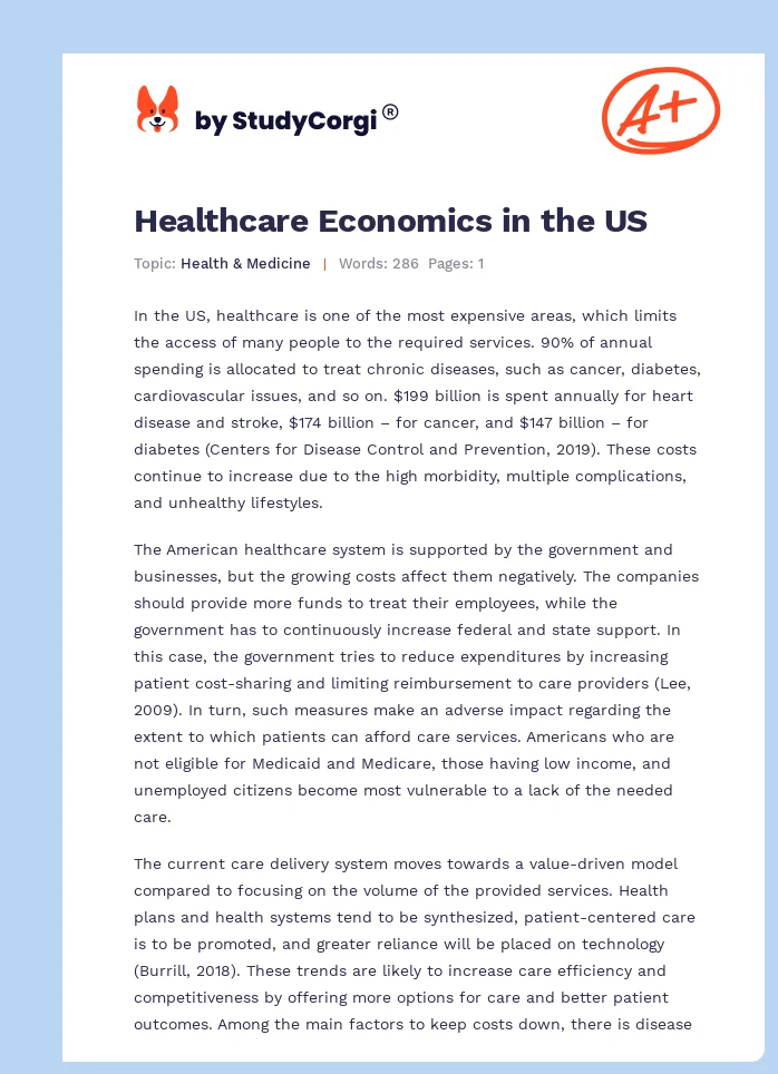 Healthcare Economics in the US. Page 1