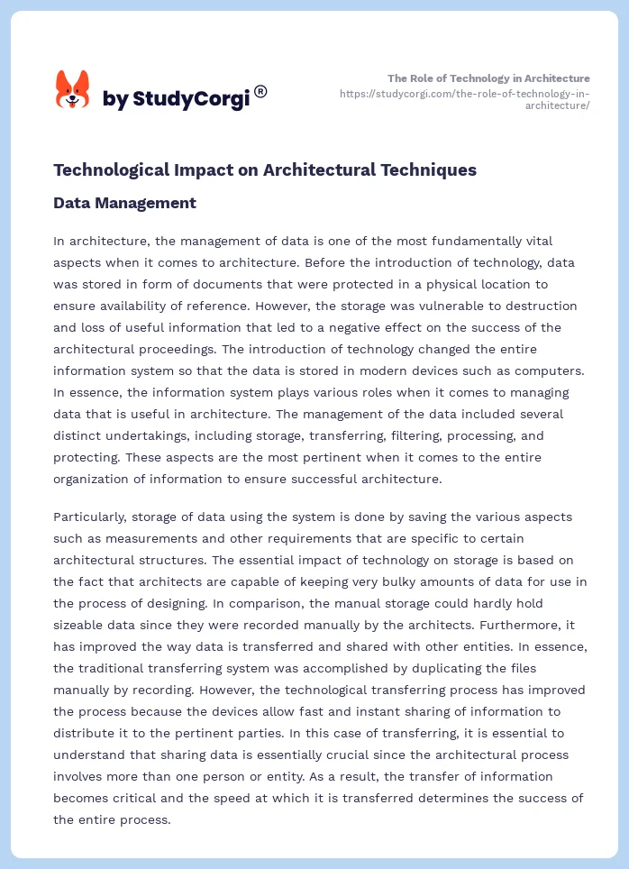The Role of Technology in Architecture. Page 2