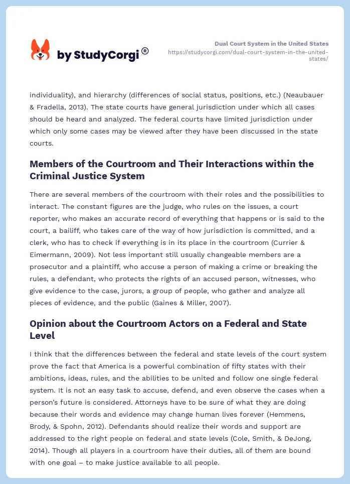 Dual Court System in the United States. Page 2