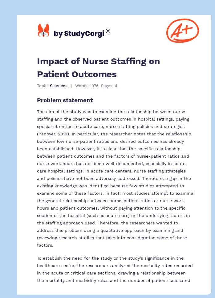 Impact of Nurse Staffing on Patient Outcomes. Page 1