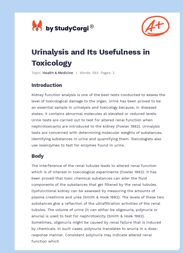 Urinalysis and Its Usefulness in Toxicology. Page 1