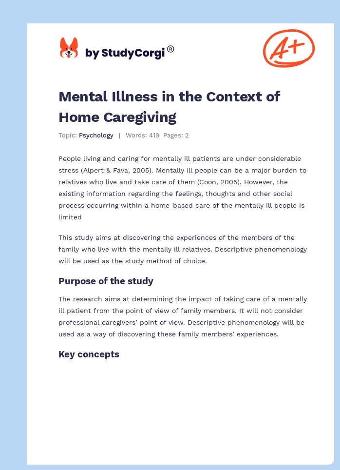 Mental Illness in the Context of Home Caregiving. Page 1