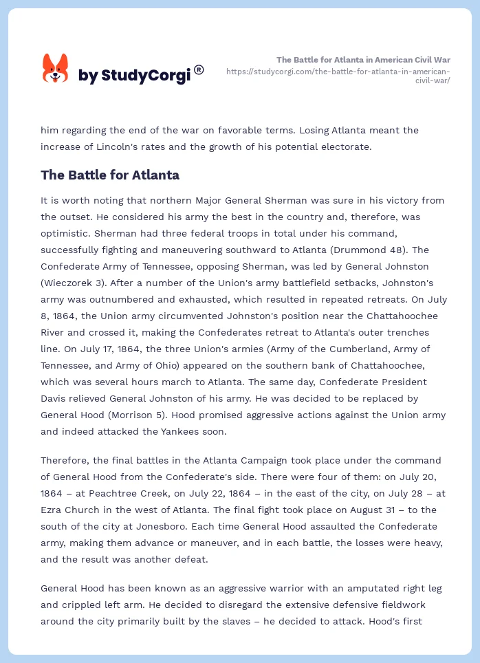 The Battle for Atlanta in American Civil War. Page 2