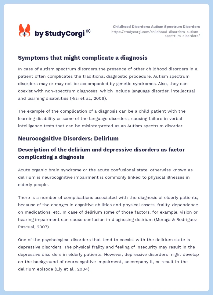 Childhood Disorders: Autism Spectrum Disorders. Page 2