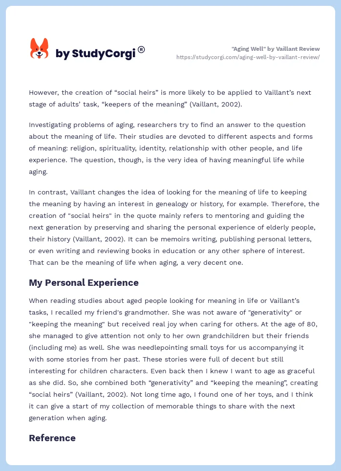 "Aging Well" by Vaillant Review. Page 2