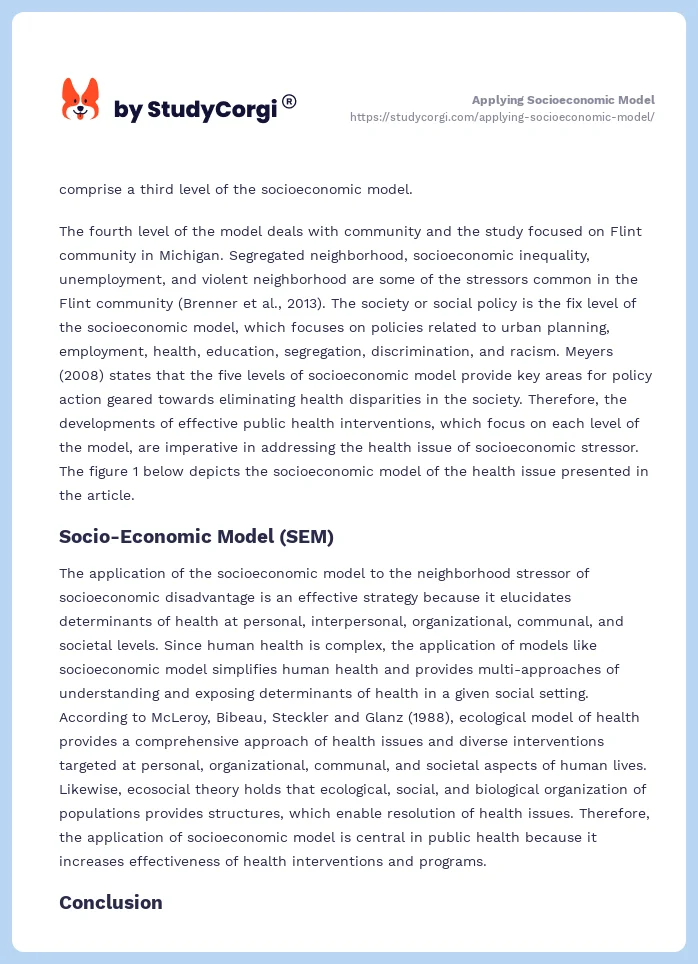 Applying Socioeconomic Model. Page 2