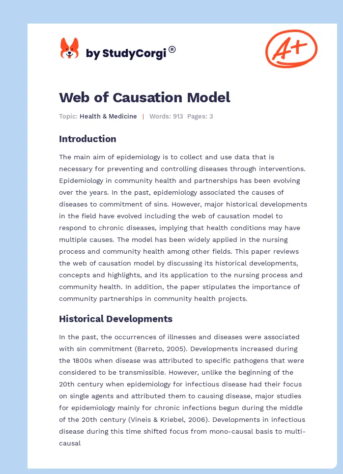 Web of Causation Model. Page 1