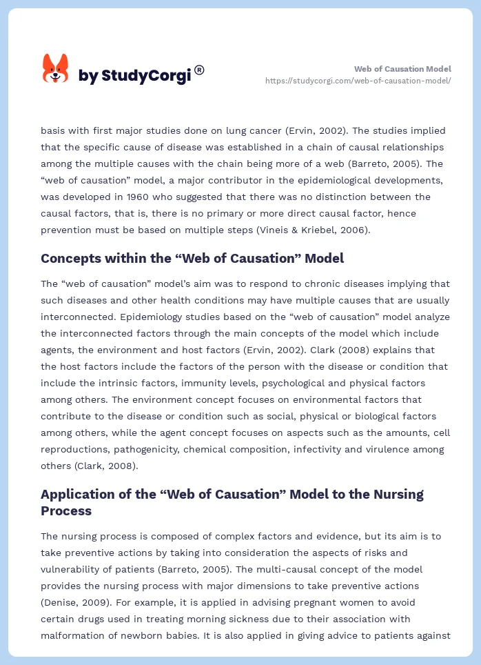 Web of Causation Model. Page 2