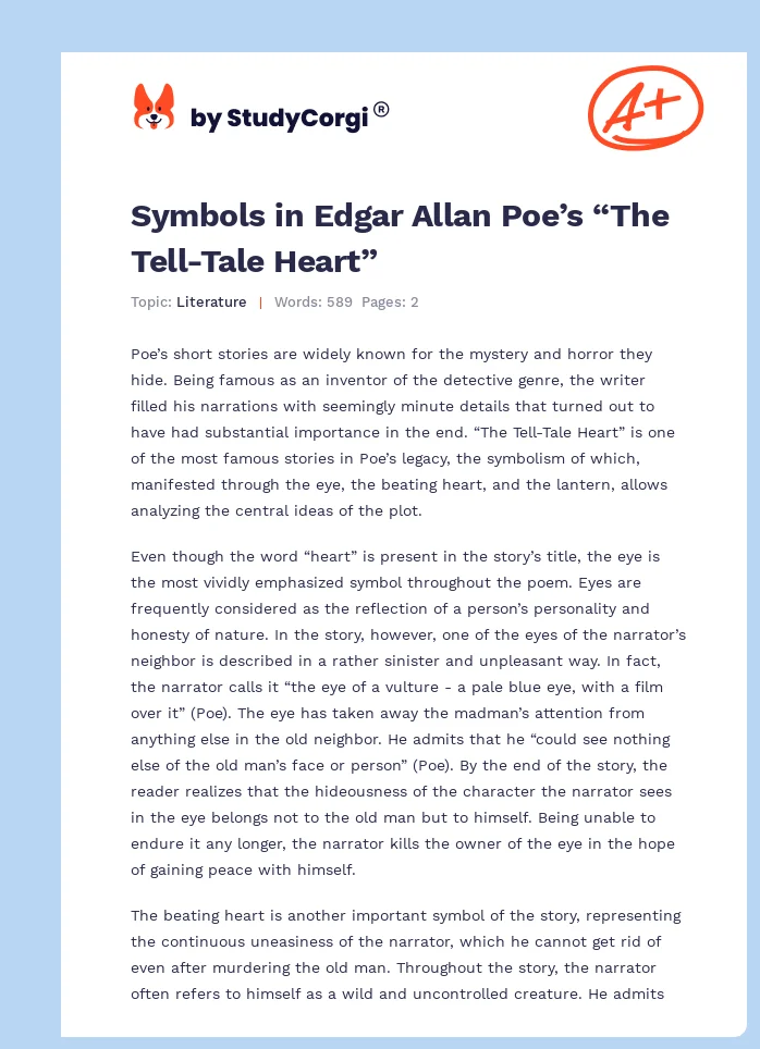 Symbols in Edgar Allan Poe’s “The Tell-Tale Heart”. Page 1