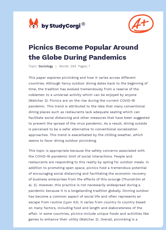 Picnics Become Popular Around the Globe During Pandemics. Page 1