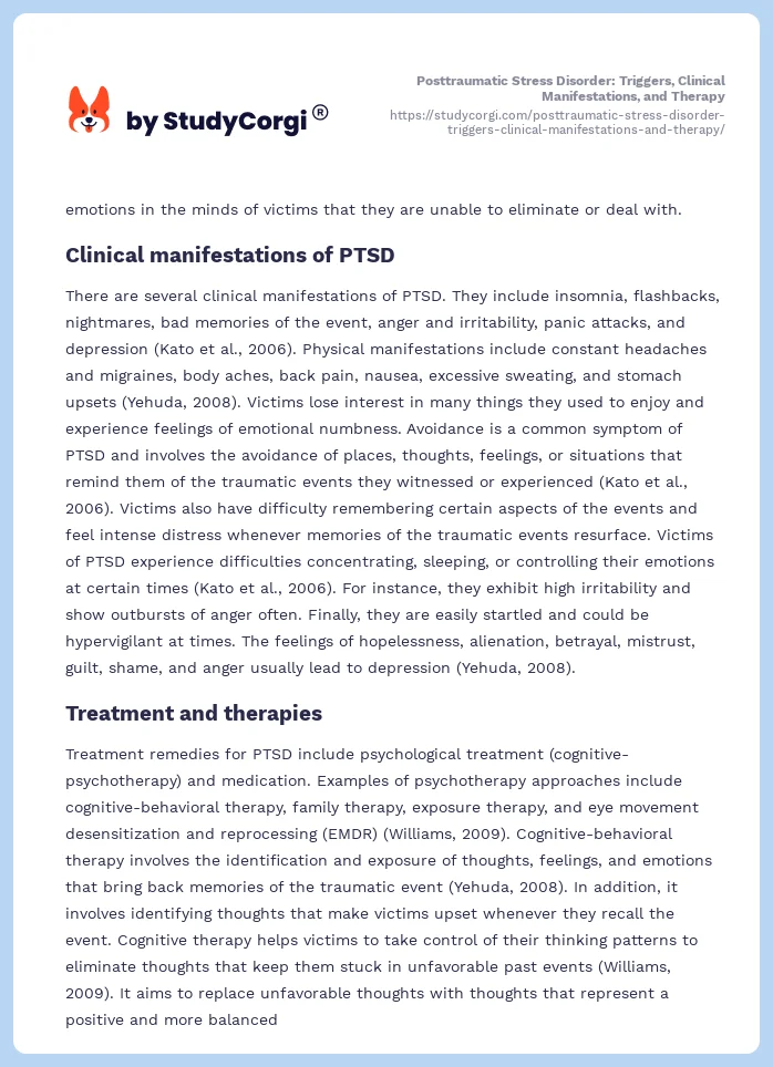 Posttraumatic Stress Disorder: Triggers, Clinical Manifestations, and Therapy. Page 2
