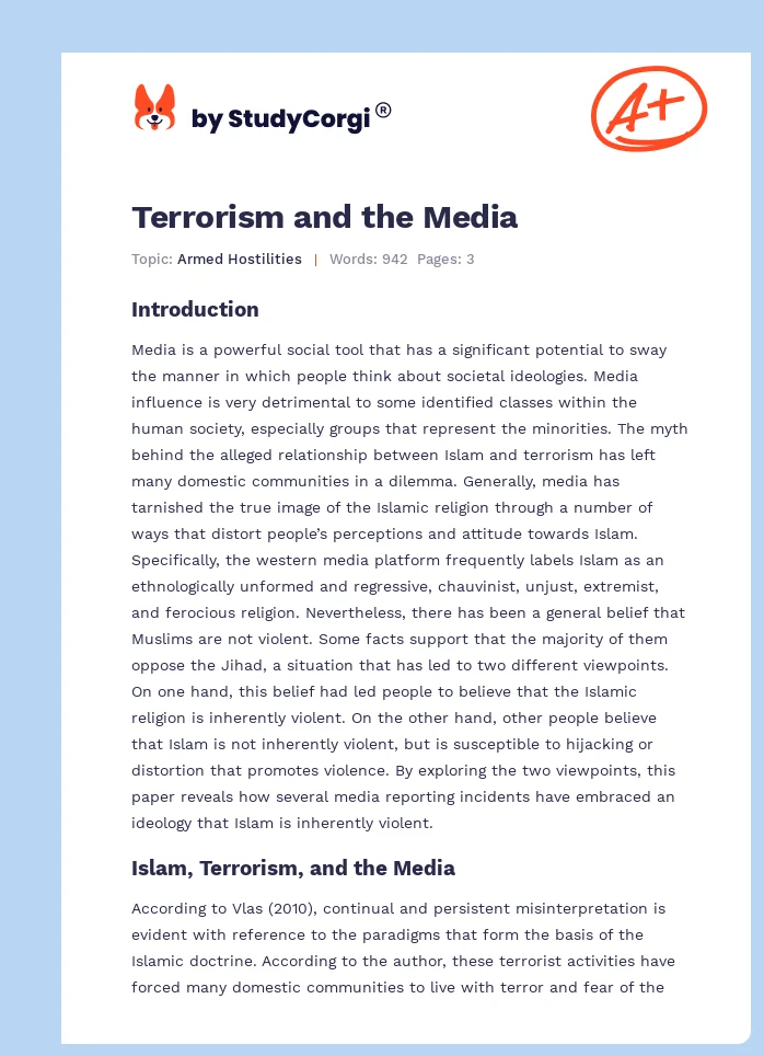 Terrorism and the Media. Page 1