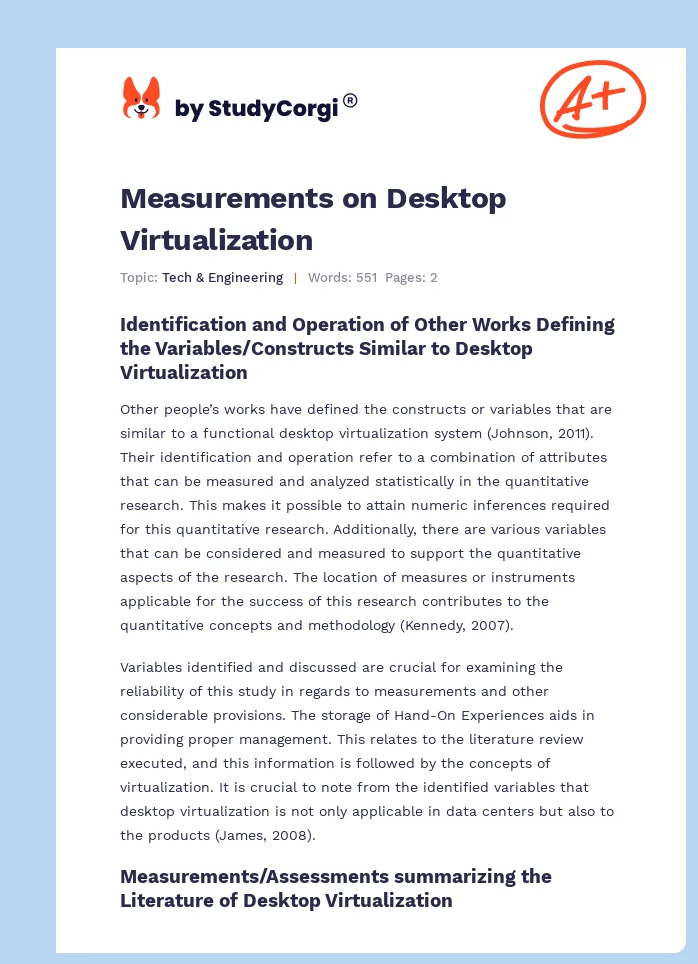 Measurements on Desktop Virtualization. Page 1