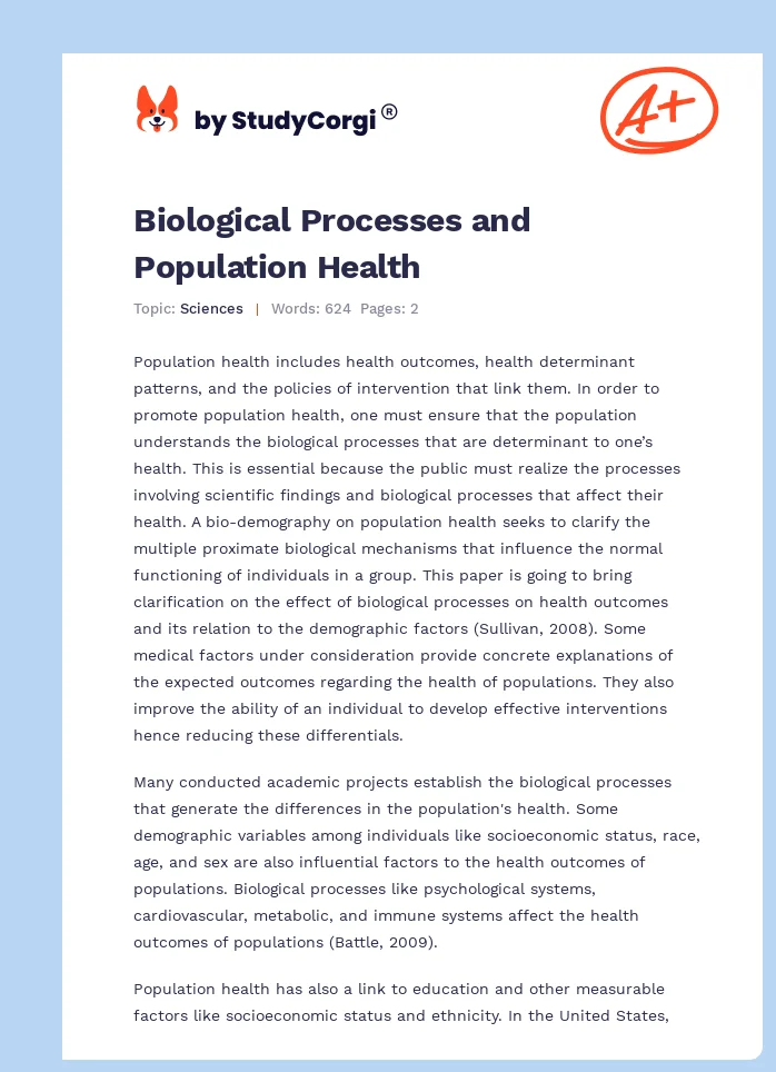 Biological Processes and Population Health. Page 1