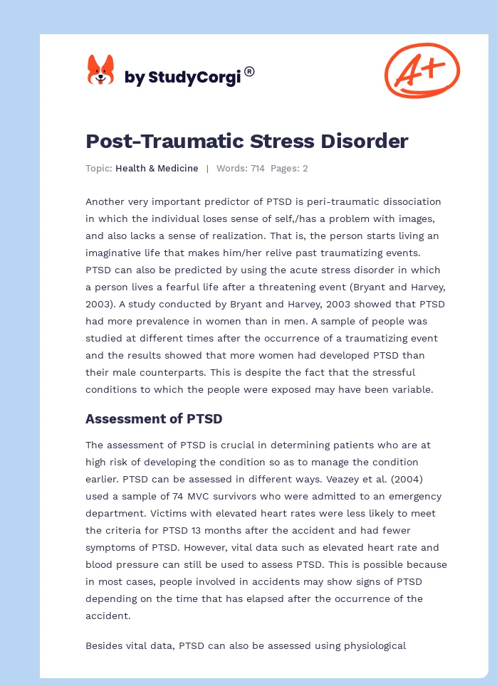 Post-Traumatic Stress Disorder. Page 1