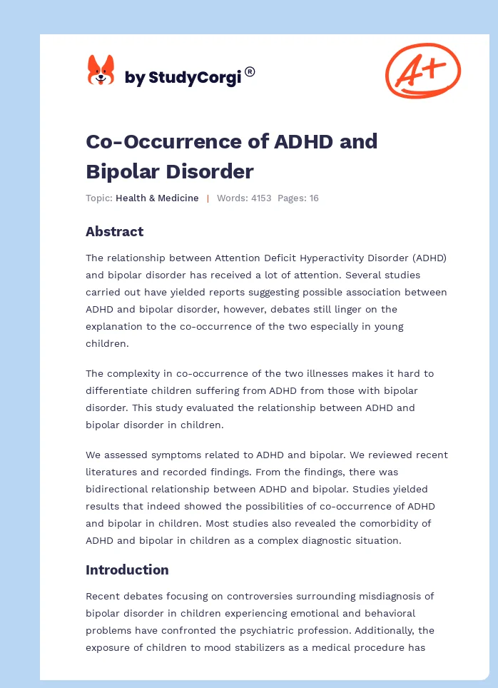 Co-Occurrence of ADHD and Bipolar Disorder. Page 1