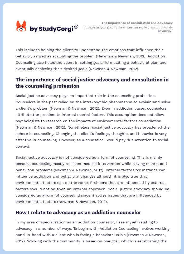 The Importance of Consultation and Advocacy. Page 2