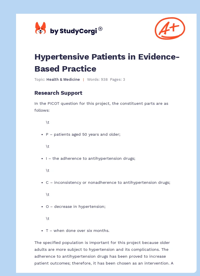 Hypertensive Patients in Evidence-Based Practice. Page 1